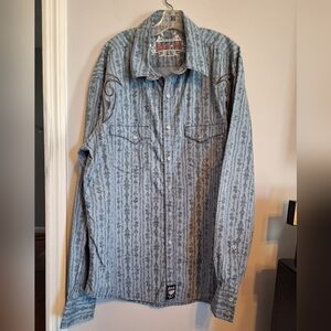Vintage Wrangler Rock 47 Blue Patterned Snap Shirt